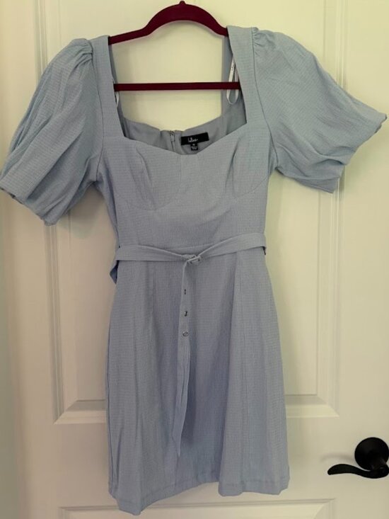 Lulus Dresses & Skirts - Lulus Light Blue Puff Sleeve Dress (M)